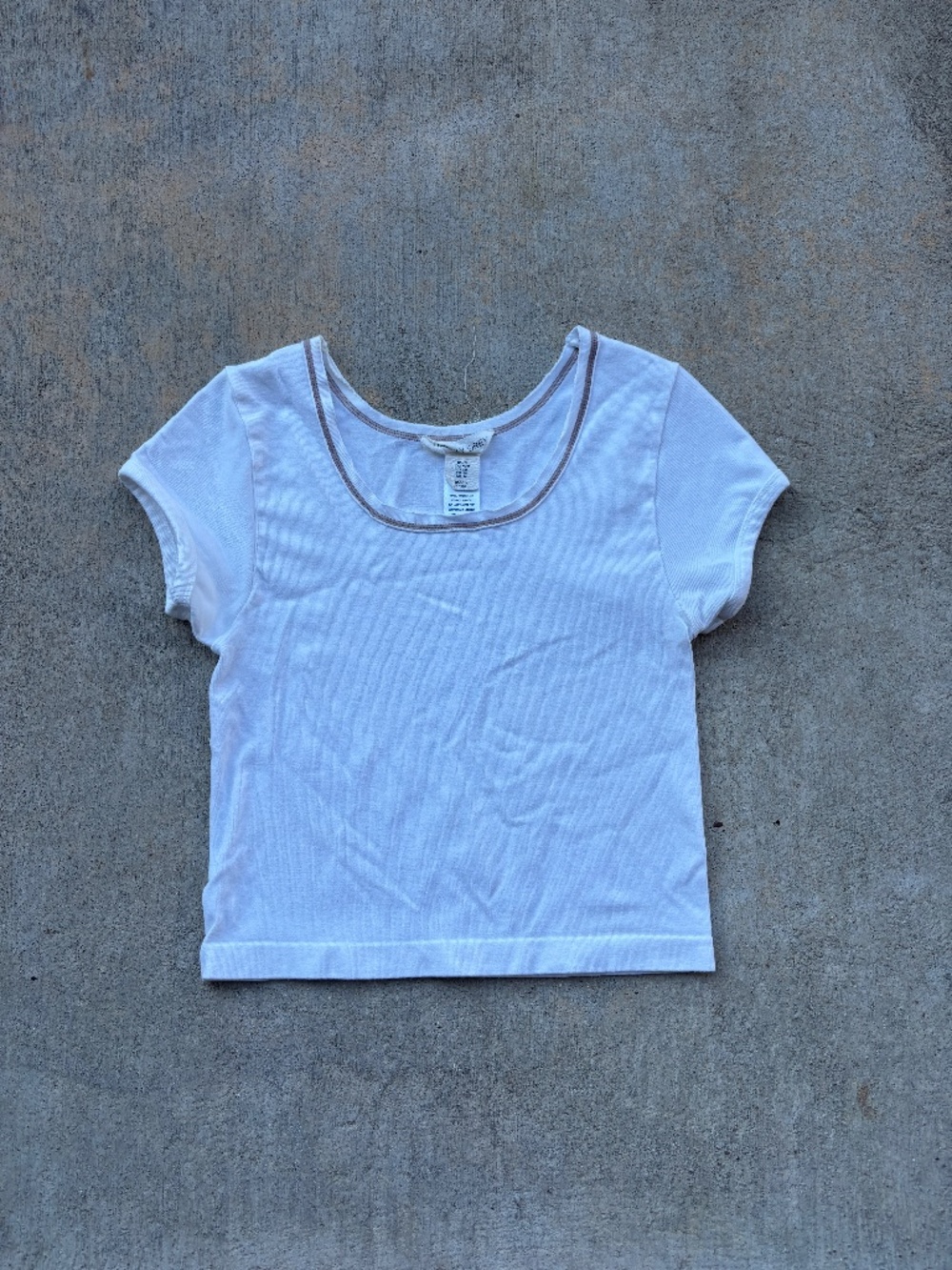 White Happily Grey Contrast Stitch Baby Tee